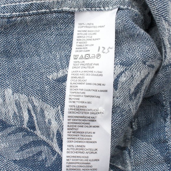 Tommy Bahama Men's Linen Floral Button Up Shirt Navy Blue XLTG - Picture 7 of 8